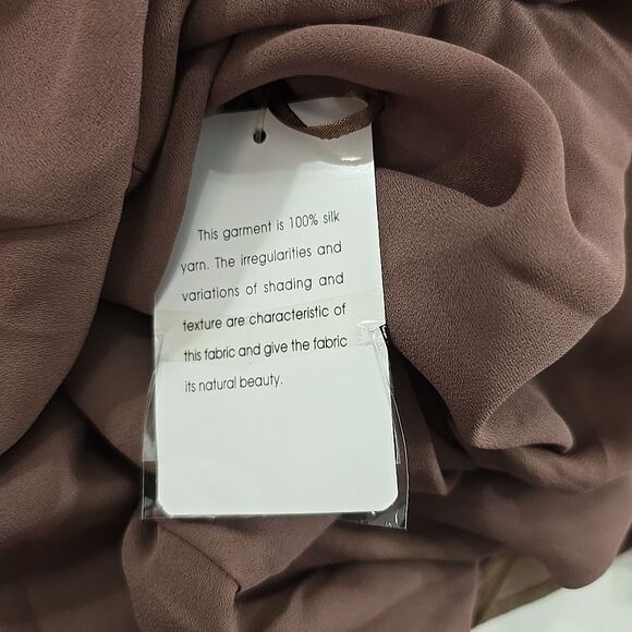 Anne Klein Babydoll Silk Y2K Dress Floral Womens 14 Taupe Floral Halter Chiffon - Picture 7 of 8